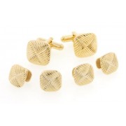 Interlocking Diagonal Pattern Cufflinks and Studs